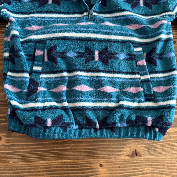So Girls Fleece Quarter Zip Sweatshirt Teal Pink Size S 7 Cozy - Picture 3 of 5